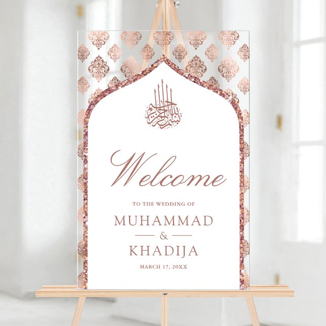 Señal Acrílica White Rose Gold Arch Muslim Wedding Welcome (Subido por el creador)