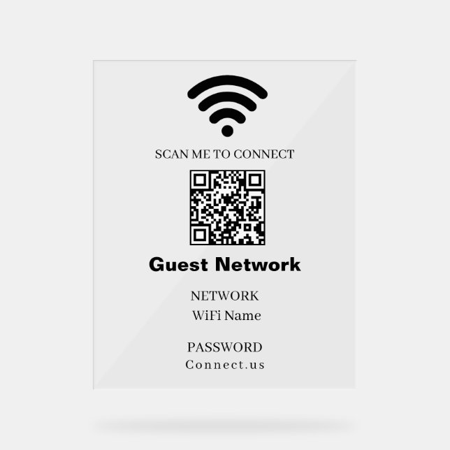 Señal Acrílica WiFi Password QR Acrylic Sign (Anverso)