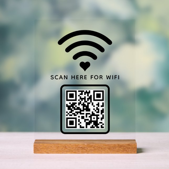 Señal Acrílica Wifi QR Code Scan para conectar autoadhesivo (Neutral )