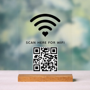 Señal Acrílica Wifi QR Code Scan para conectar autoadhesivo