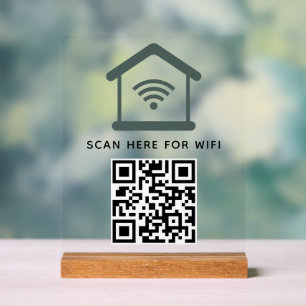 Señal Acrílica Wifi QR Code Scan para conectar autoadhesivo