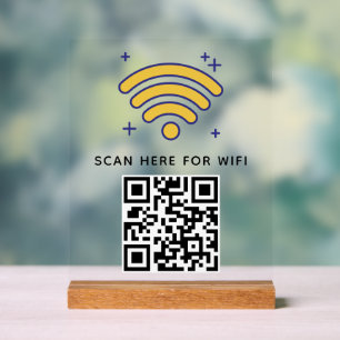 Señal Acrílica Wifi QR Code Scan para conectar autoadhesivo