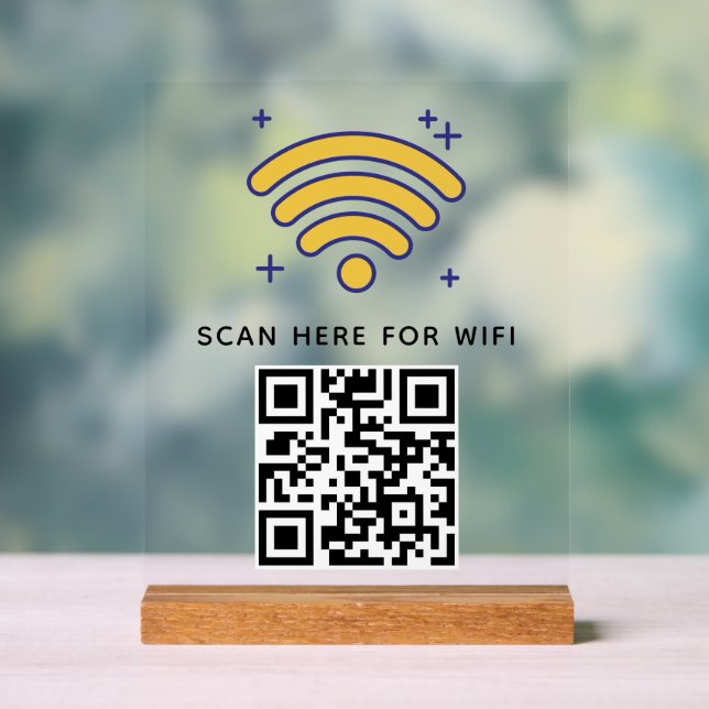 Señal Acrílica Wifi QR Code Scan para conectar autoadhesivo (Neutral )