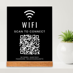 Señal Acrílica Wifi QR Code Scan Para Conectar Negro