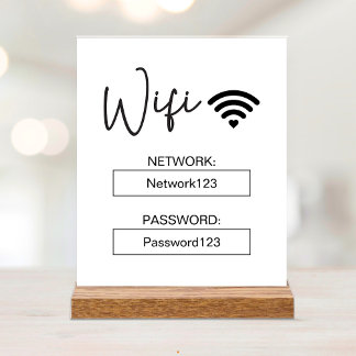 Señal Acrílica Wifi Rótulo Wifi Contraseña Rótulo de tabla acríli