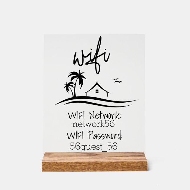 Señal Acrílica Wifi Vacaciones Hogar Rental Beach House (Anverso)