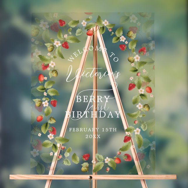 SEÑAL ACRÍLICA WILD STRAWBERRY SWEET BABY BIRTHDAY (Neutral )