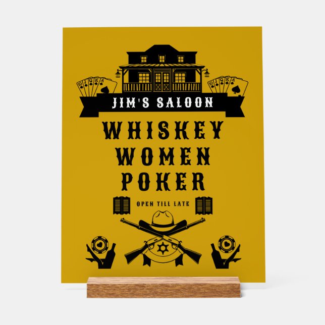 Señal Acrílica Wild West Americana Poker (Anverso)