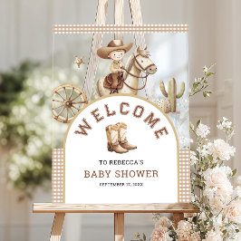 Señal Acrílica Wild West Little Cowboy Baby Shower Welcome