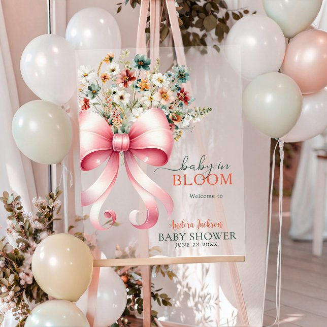 Señal Acrílica wildflower pink ribbon baby girl bloom welcome (Subido por el creador)