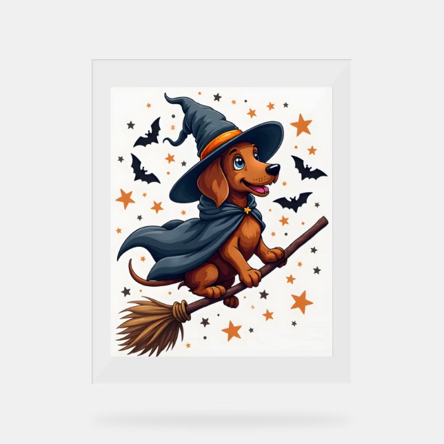 Señal Acrílica Witchy Dachshund Delight (Anverso)