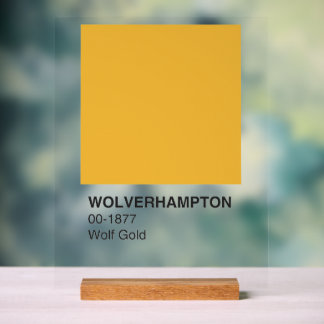 Señal Acrílica Wolverhampton Wolf Gold - Fondo claro