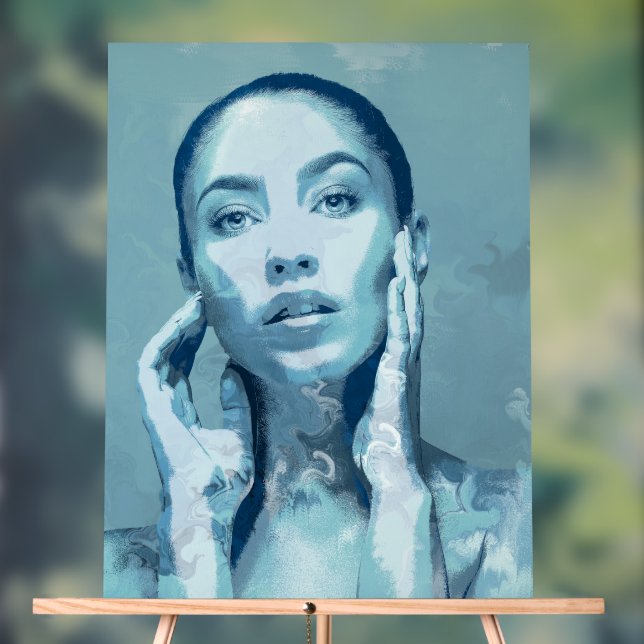 Señal Acrílica "Woman in Blue" Premium Canvas  (Neutral )