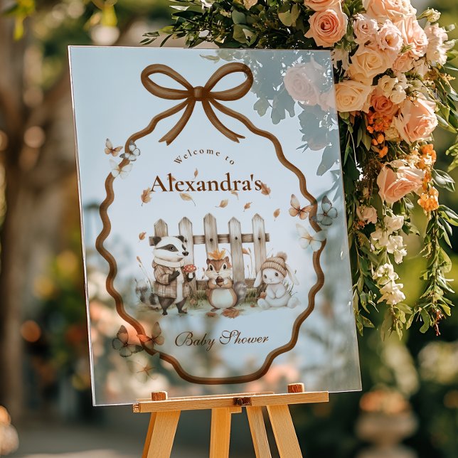 Señal Acrílica Woodland Baby Shower Gingham Neutral (Subido por el creador)