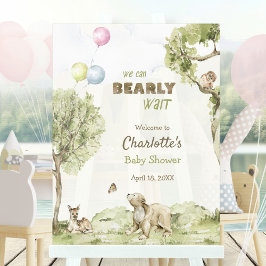 Señal Acrílica Woodland Scenery Bearly Wait Welcome Baby Shower