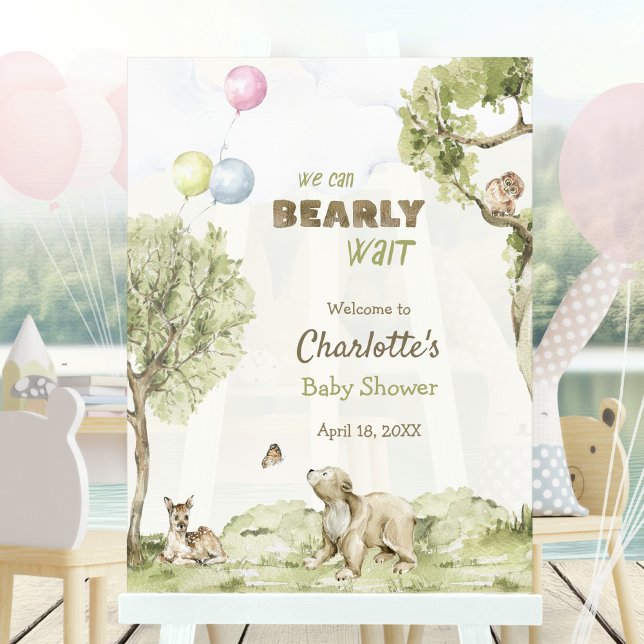 Señal Acrílica Woodland Scenery Bearly Wait Welcome Baby Shower (Woodland Scenery Bearly Wait Welcome Baby Shower Acrylic Sign ©Susanne Sachers - Sunny Mind 🌞)