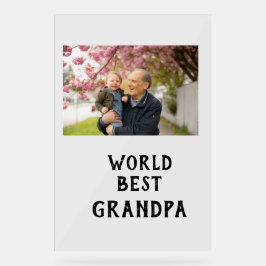 Señal Acrílica World best Grandpa photo name father's day grandpa