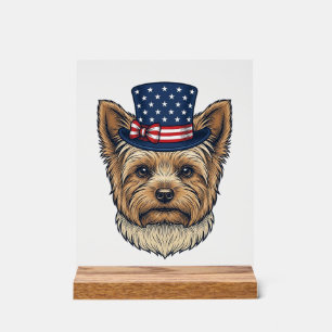 Señal Acrílica Yorkshire Terrier Patriótico Vintage