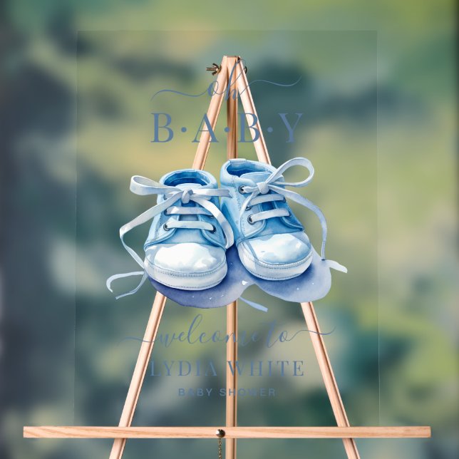 Señal Acrílica Zapatillas de bebé Baby Shower, Niño Baby Shower (Neutral )