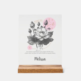 Señal Acrílica Zodiac Birth Flower Art Personalized Pisces Gift