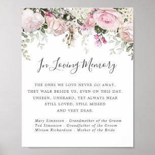 Señal conmemorativa de boda floral blanca rosa