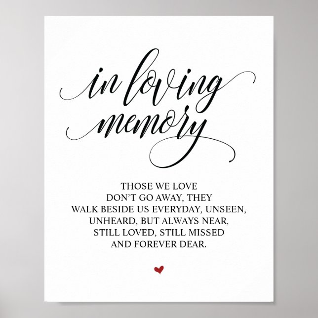 Señal conmemorativa en nuestro corazón en memoria  (Frente)