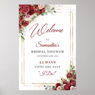 Señal de abajo del número de novias boho burgundy