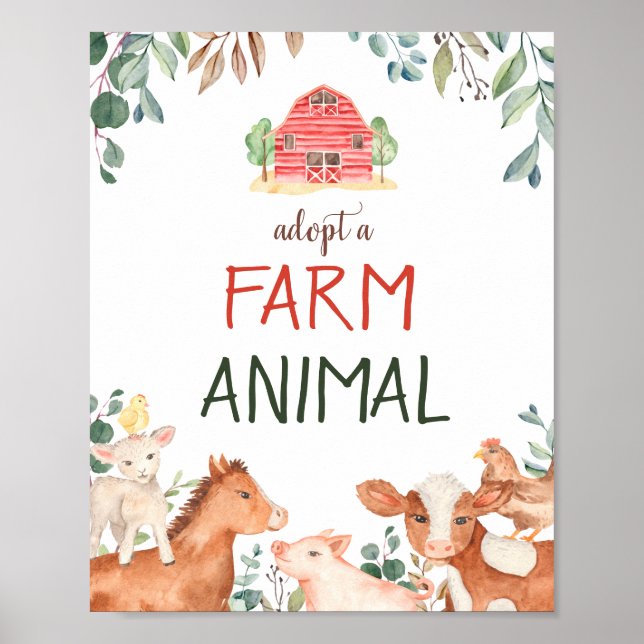 Señal de adopción de animales de granja fiesta de  (Frente)