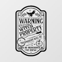 Señal de advertencia de bruja de Halloween vintage