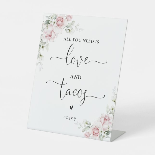 Señal de Amor y Tacos Floral Rosa Suave (Anverso)