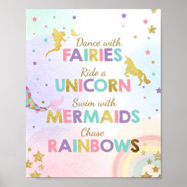 Señal de Baile de Fiesta de Unicornio con Hadas Ni