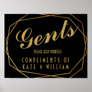 Señal de baño de Gents elegante art deco