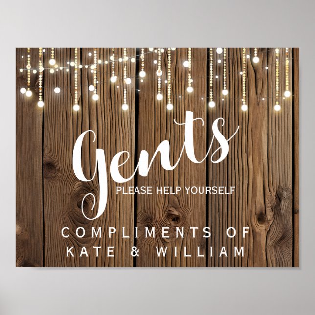 Señal de baño de regalo - luces rústicas de artícu (Frente)