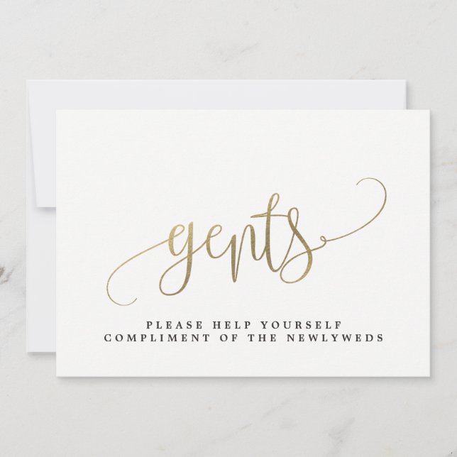 Señal de Baño para Caballeros en Boda - Caligrafía (Anverso)