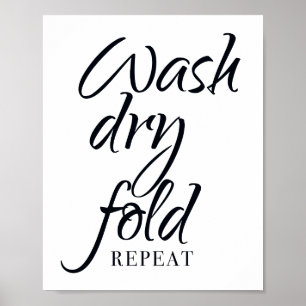 Señal de baño para lavar secar doblar repetir