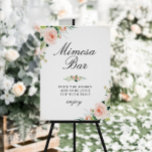 Señal de bar de Imosa con ducha de novia floral ro<br><div class="desc">Un diseño floral con hermosas flores de acuarela color rosa. El texto y los colores de este poster de signos se pueden editar.</div>