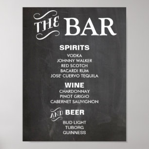 Señal de BAR MENU para recepción de bodas y fiesta
