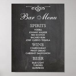 Señal de BAR MENU para recepción de bodas y fiesta