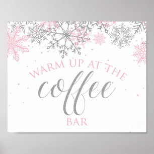Señal de barra de café Copo de nieve rosa Invierno