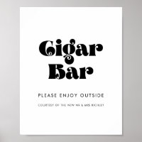 señal de barra de cigarros de boda con letra retro