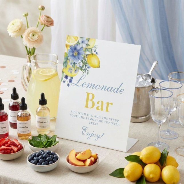Señal de barra de limonada floral azul limón (Subido por el creador)