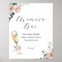 Señal de barra de mimosa floral de Brunch y Bubbly