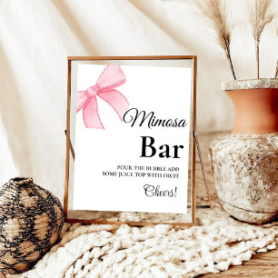 Señal de barra de mimosa rosa Rubor Bow Bridal Sho