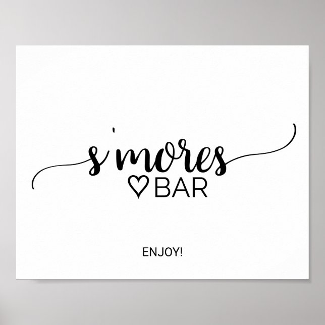 Señal de barra de S'mores con caligrafía negra sim (Frente)