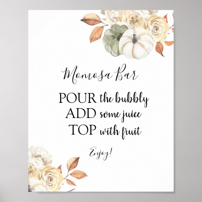 Señal de bebida de bar Momosa de otoño rústico (Frente)