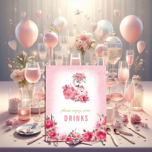 Señal de Bebidas Baby Shower Flamingo Rosa Bailari