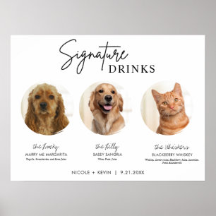 Señal de Bebidas con Firma de 3 Mascotas Imprimibl