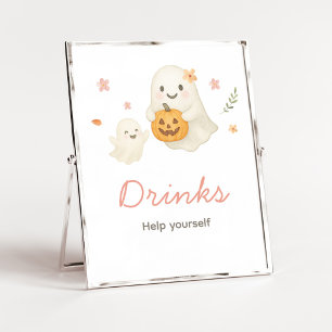 Señal de Bebidas de Halloween Pink Little Boo