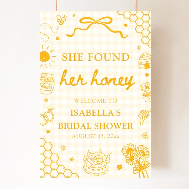 Señal de Bienvenida a la Despedida de Soltera 'Ell (She Found Her Honey Bridal Shower Welcome Sign)