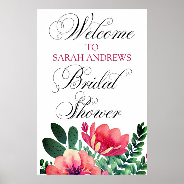 Señal de bienvenida a la ducha de novia personaliz (Frente)